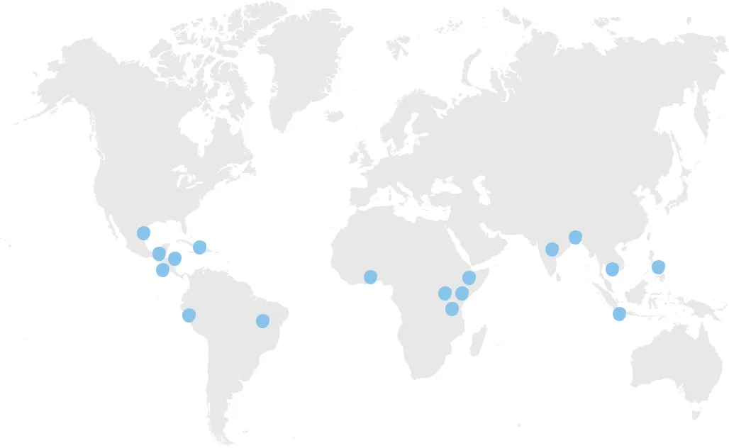 Map showcasing the countries where Water.org has worked.